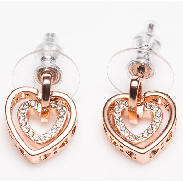 Rose Gold Heart Intertwined Earrings