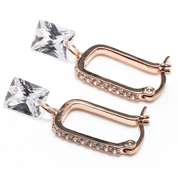 Rose Gold Square Diamond Earrings