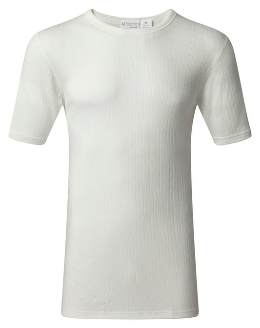 Vedoneire Men's Thermal Short Sleeve Top Cream/ White