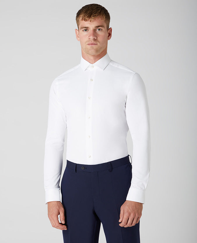 Slim Fit Cotton Stretch Shirt White