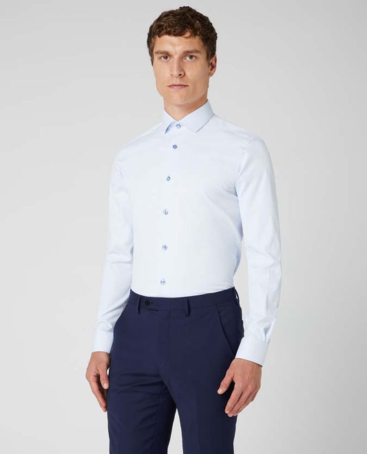 Slim Fit Cotton Stretch Shirt Light Blue