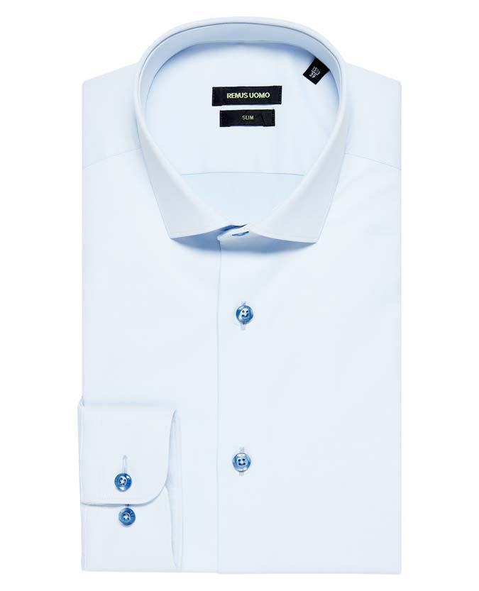 Slim Fit Cotton Stretch Shirt Light Blue