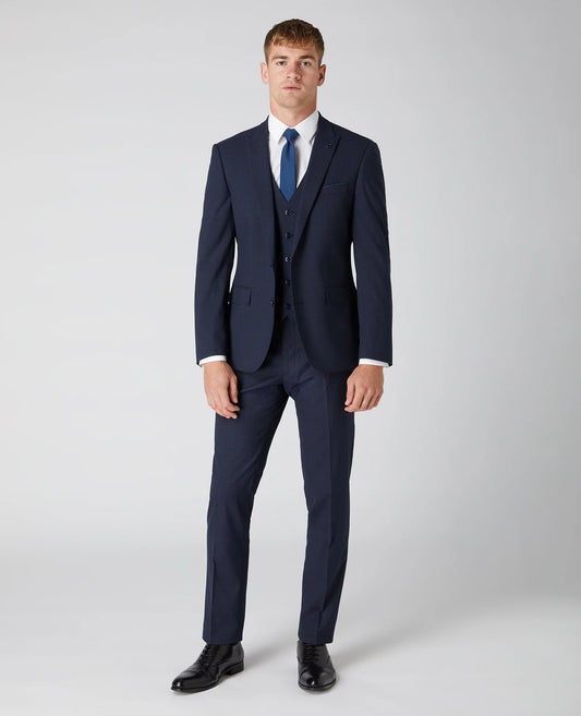 Remus Uomo 3 Piece Check Suit Navy