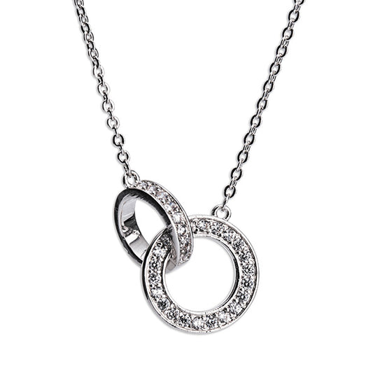 NewGrange Silver Interlocking Diamante Necklace