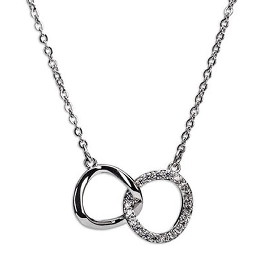 NewGrange Silver Interlocking Diamante Rings Necklace