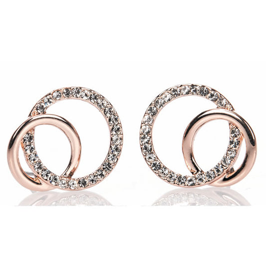 Rose Gold Diamante Loop Earrings