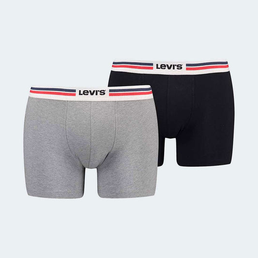 Levi's Placed Sportswear Logo Boxer Brief Organic 2 Pack 2 Pack Mid Grey Melange