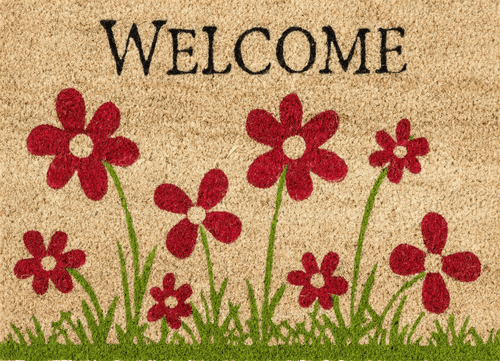 Coco Style Doormat "Welcome" Flowers Design 40x60cm