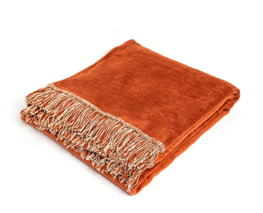 Biederlack Cotton Home Plain Burnt Orange /Natural | 140cm x 180cm