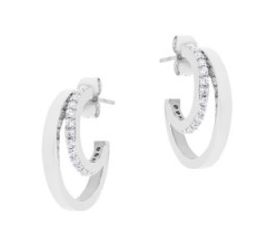 TC DOUBLE C EARRINGS SILVER