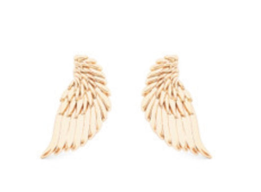 Angel Wing Stud Earrings Gold