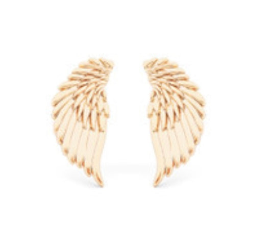 Angel Wing Stud Earrings Gold