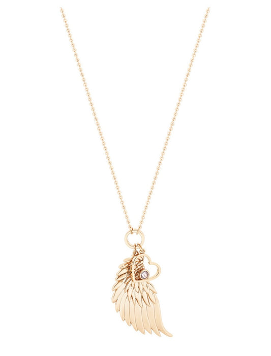 Angel Wing Heart Pendant Gold