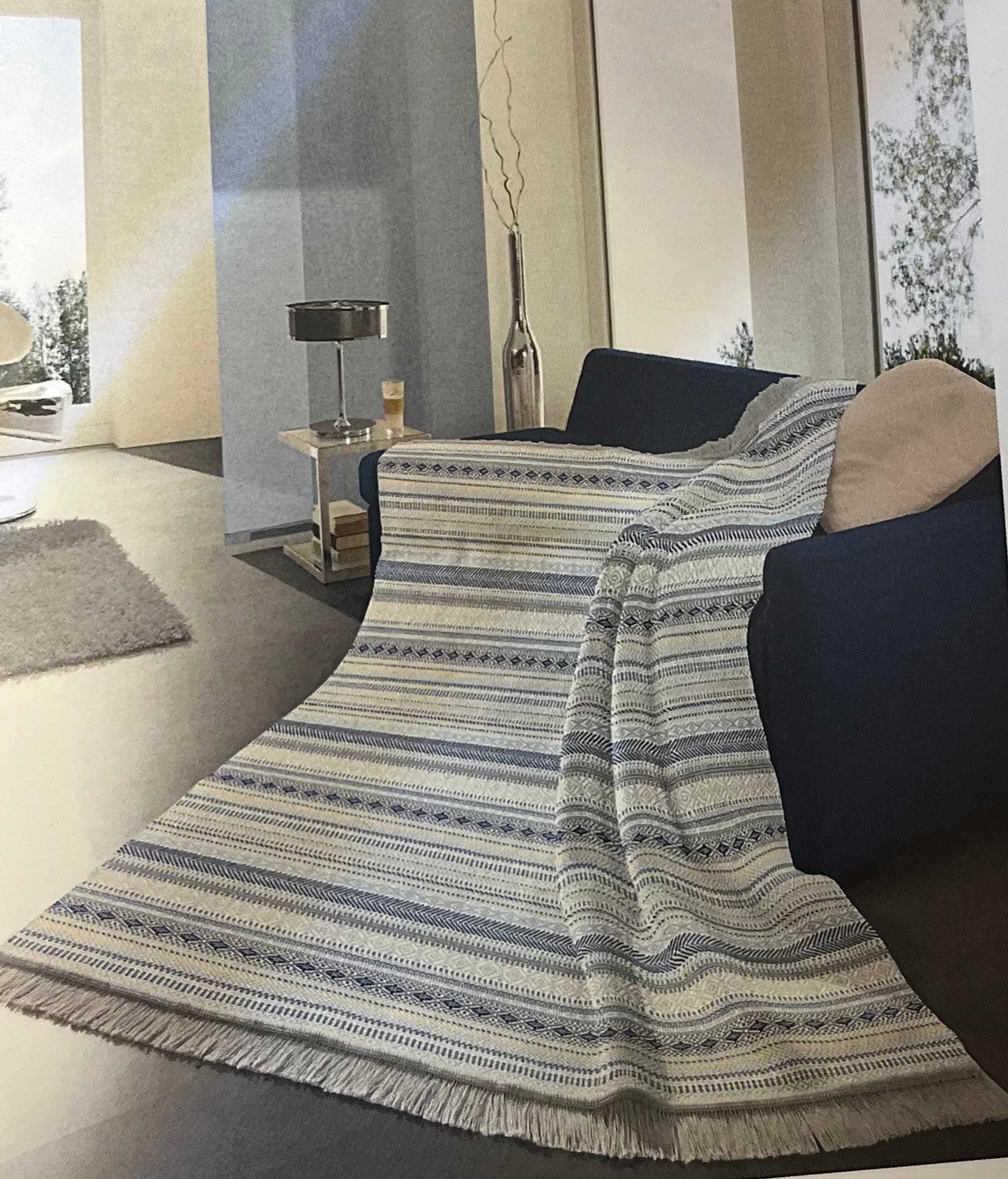 Biederlack Throw Kian Stripe Blue