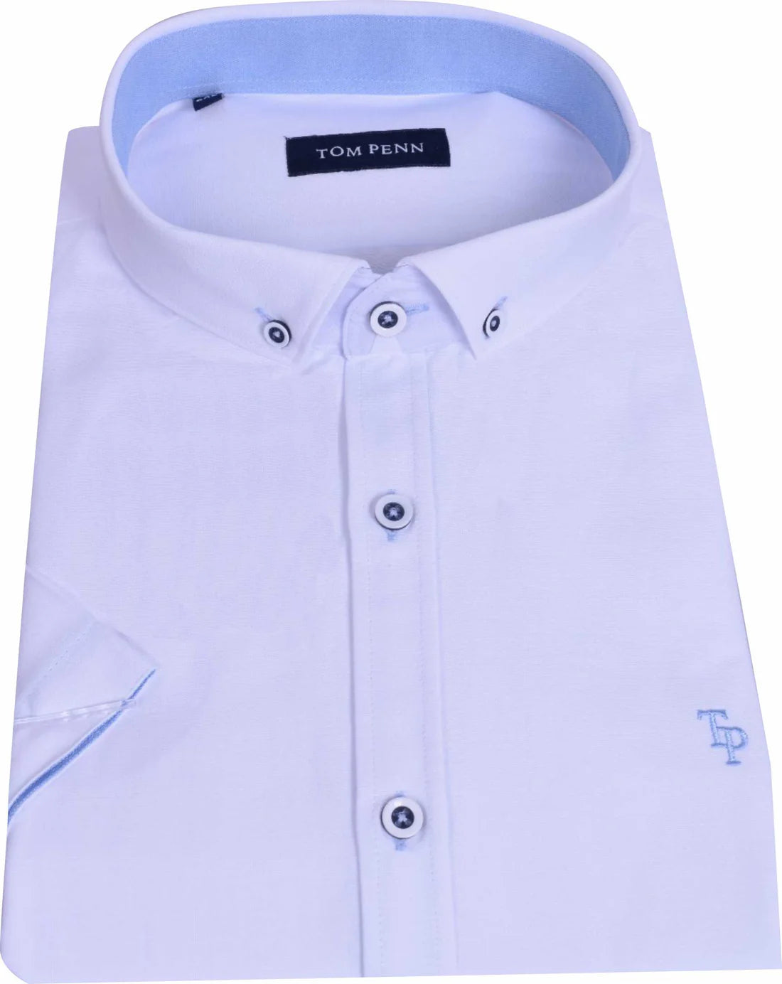 White Tom Penn Short Sleeve Oxford Shirt