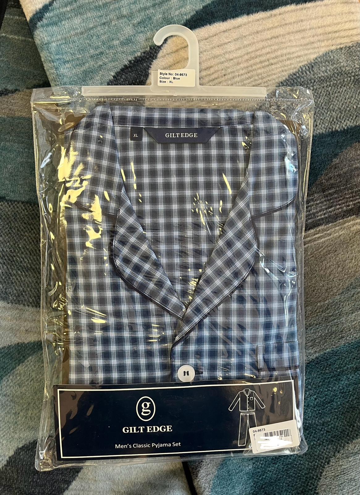 Gilt Edge Poplin Check Men's PJs Blue