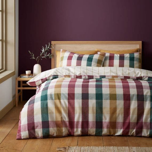 Catherine Lanfields Autumn Check Duvet Set Plum