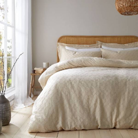 Bianca Waffle Cotton Circle Duvet Set Beige