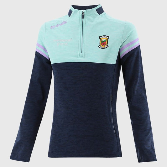 O'Neills Mayo GAA Kids' Sedona Brushed Half Zip Top Marine / Green / Purple